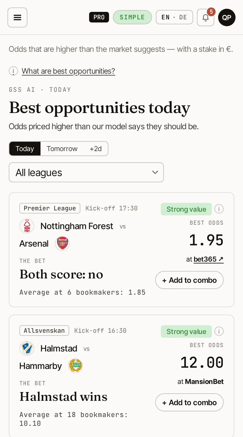 Best Opportunities: bet, best odds, bookmaker and bookmaker average